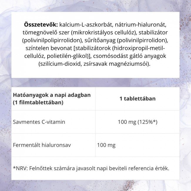 Natur Tanya Szerves, fermentált növényi hialuronsav és C-vitamin tabletta 30db Natur Tanya Szerves, fermentált növényi hialuronsav és C-vitamin tabletta 30db