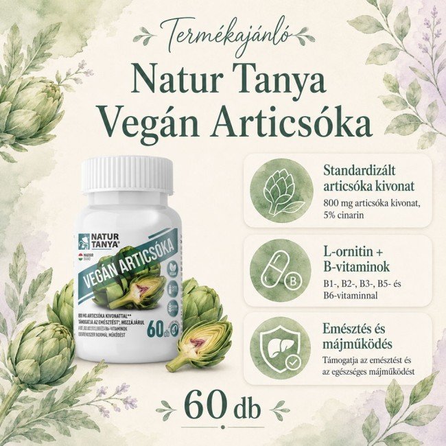 Natur Tanya Vegán Articsóka – Standardizált articsóka kivonat 60db Natur Tanya Vegán Articsóka – Standardizált articsóka kivonat 60db