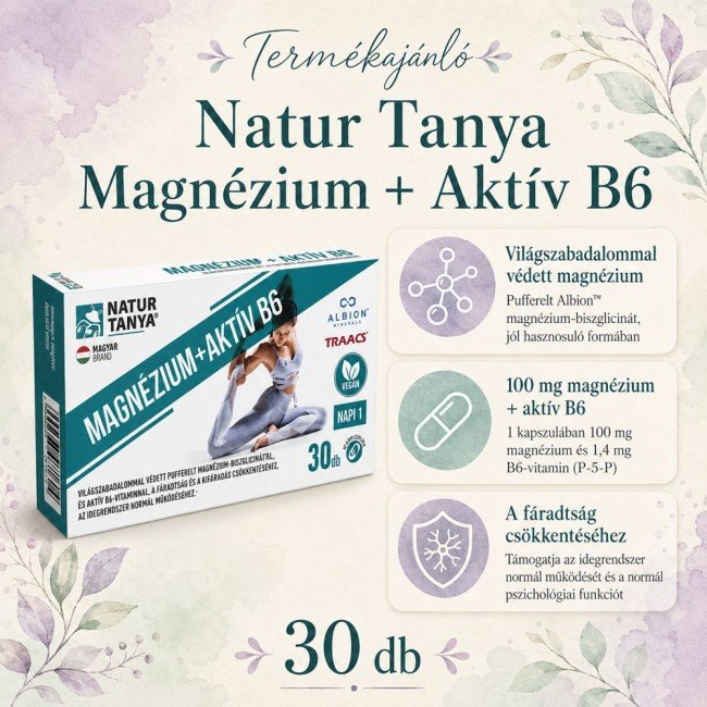 Natur Tanya Vegán Magnézium-biszglicinát-kelát növényi kapszulahéjban 30db Natur Tanya Vegán Magnézium-biszglicinát-kelát növényi kapszulahéjban 30db