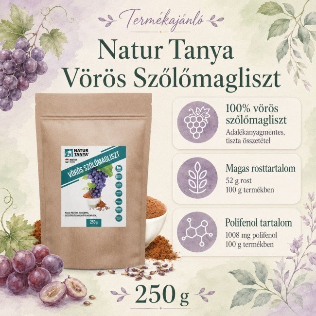 Natur Tanya VÖRÖS SZŐLŐMAG ŐRLEMÉNY 250g Natur Tanya VÖRÖS SZŐLŐMAG ŐRLEMÉNY 250g