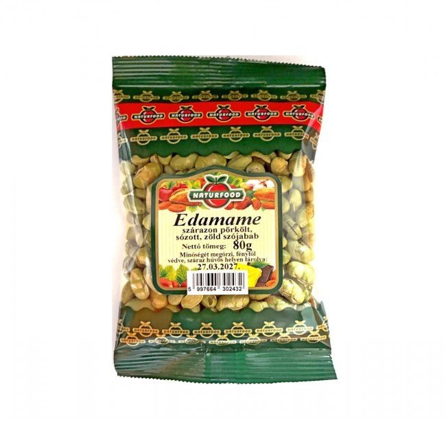 Naturfood edamame szárazon pörkölt, sózott zöld szójabab 80g