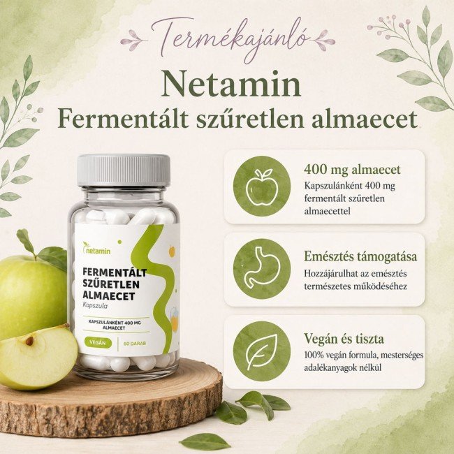 Netamin fermentált szűretlen almaecet 400 mg kapszula 60db Netamin fermentált szűretlen almaecet 400 mg kapszula 60db