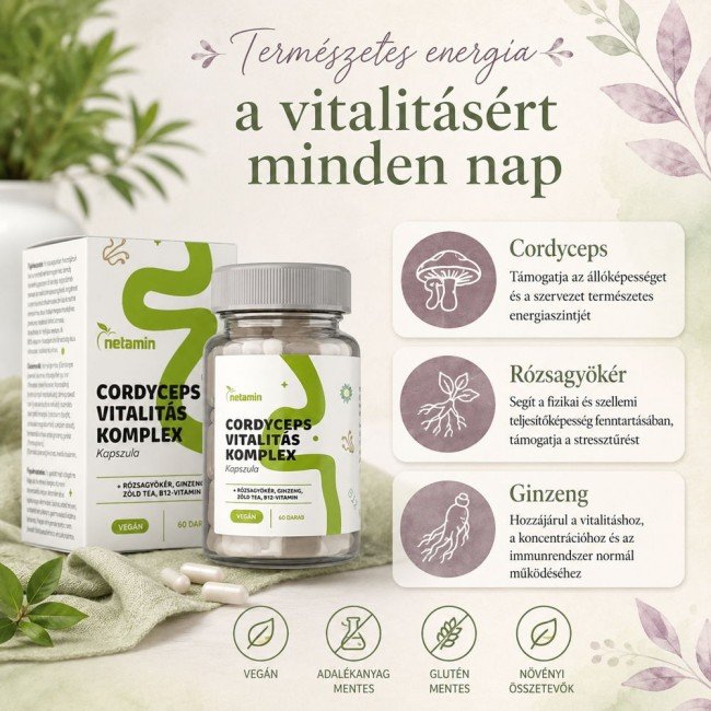 Netamin cordyceps vitalitás komplex kapszula 60db Netamin cordyceps vitalitás komplex kapszula 60db