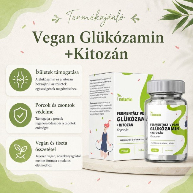 Netamin fermentált vegán glükozamin+kitozán kapszula 90db