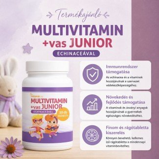 Netamin multivitamin+vas junior rágótabletta echinaceával 30db Netamin multivitamin+vas junior rágótabletta echinaceával 30db