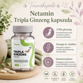 Netamin tripla ginzeng étrend-kiegészítő kapszula 30db Netamin tripla ginzeng étrend-kiegészítő kapszula 30db