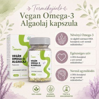 Netamin vegán omega-3 algaolaj kapszula 60db Netamin vegán omega-3 algaolaj kapszula 60db