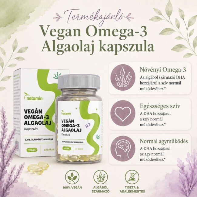 Netamin vegán omega-3 algaolaj kapszula 60db Netamin vegán omega-3 algaolaj kapszula 60db