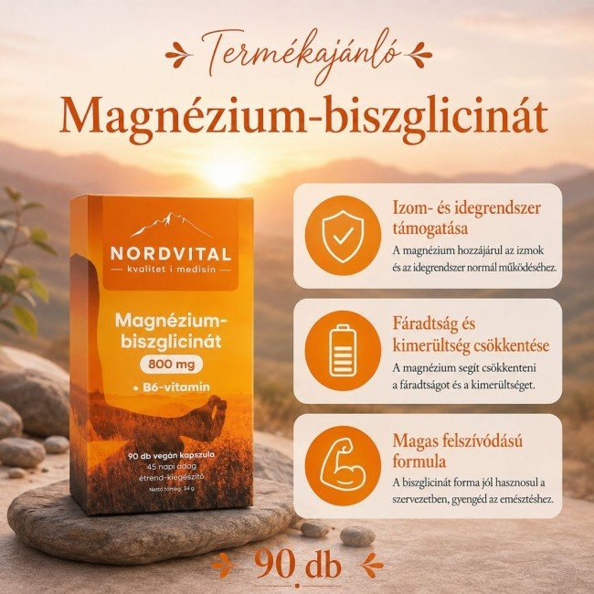 Nordvital magnézium biszglicinát vegán kapszula 90db Nordvital magnézium biszglicinát vegán kapszula 90db