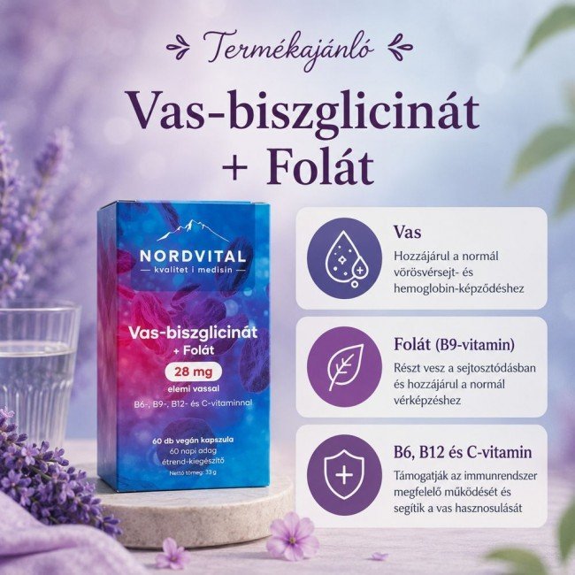 Nordvital vas-biszglicinát vegán kapszula 60db Nordvital vas-biszglicinát vegán kapszula 60db