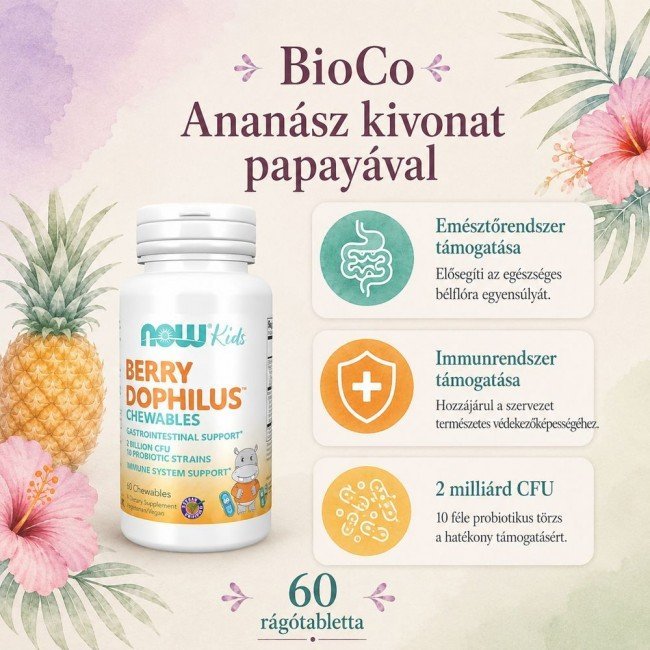 Now berry dophilus rágótabletta 60db Now berry dophilus rágótabletta 60db