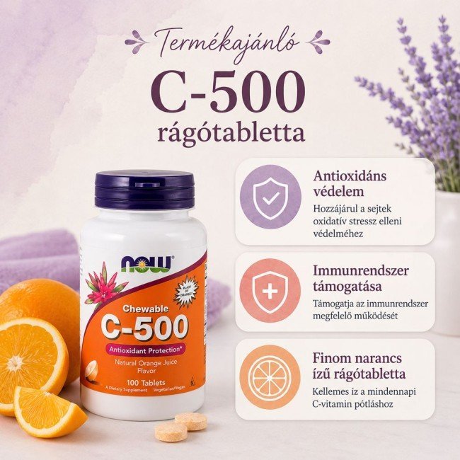 Now c-500 narancs ízű rágótabletta 100db