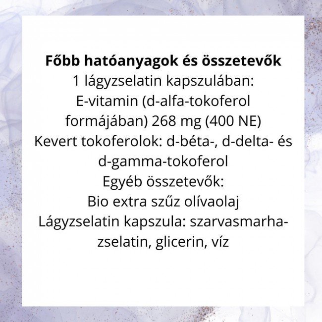 Now e-vitamin 400ne természetes kevert tokoferolokkal lágykapszula 100db