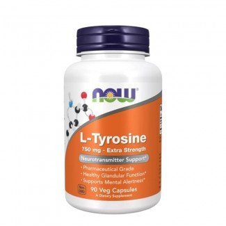 Now L-Tyrosine, Extra Strength, 750 mg, Veg kapszula 90db