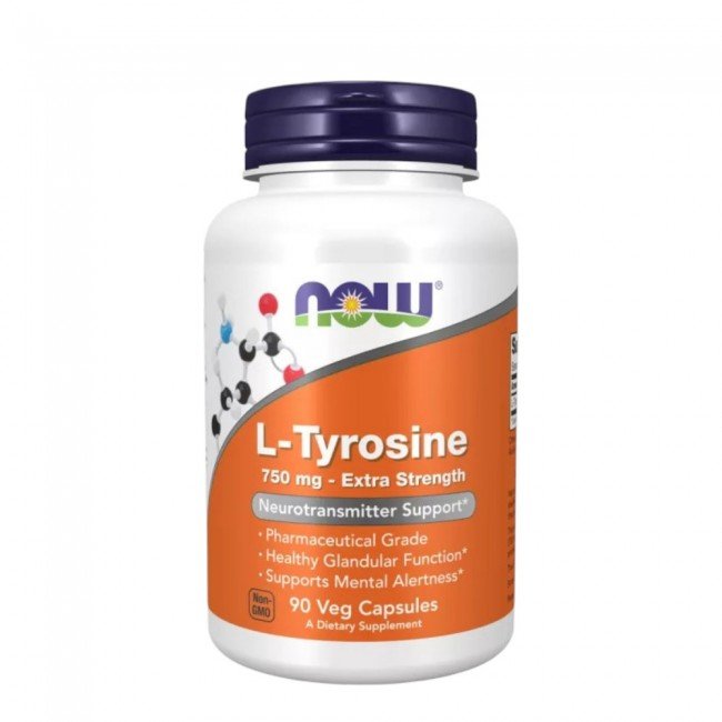 Now L-Tyrosine, Extra Strength, 750 mg, Veg kapszula 90db