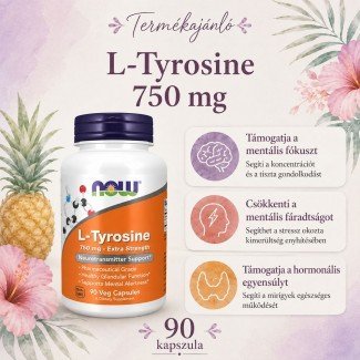 Now L-Tyrosine, Extra Strength, 750 mg, Veg kapszula 90db Now L-Tyrosine, Extra Strength, 750 mg, Veg kapszula 90db
