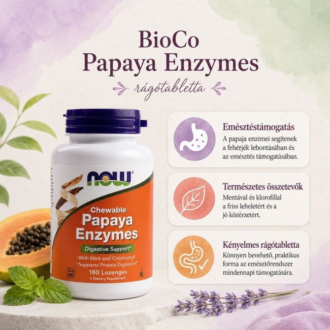 Now papaya enzime rágótabletta 180db Now papaya enzime rágótabletta 180db