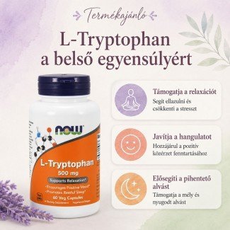 Now L-Tryptophan 500 mg a mentális jóllét és alvásért, vegán kapszula 60db Now L-Tryptophan 500 mg a mentális jóllét és alvásért, vegán kapszula 60db