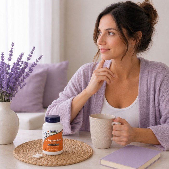 Now L-Tryptophan 500 mg a mentális jóllét és alvásért, vegán kapszula 60db