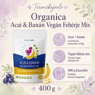 Organiqa 100% bio acai-banán vegán fehérje mix 400g Organiqa 100% bio acai-banán vegán fehérje mix 400g