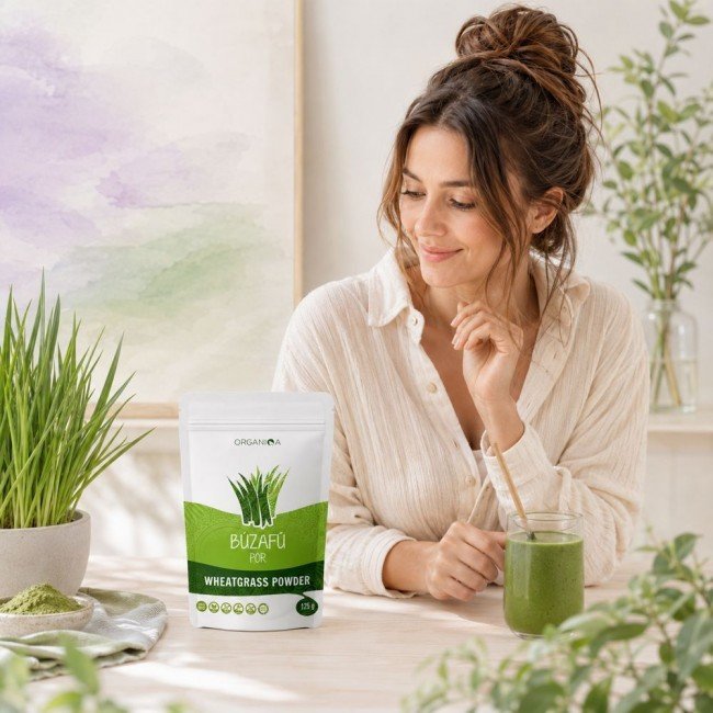 Organiqa 100% bio búzafű por - Raw Organic Wheatgrass Powder 125g