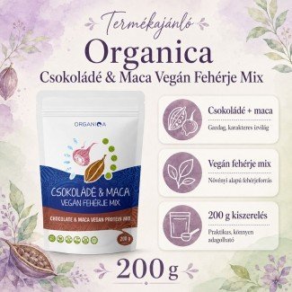 Organiqa 100% bio csokoládé-maca vegán fehérje mix 200g Organiqa 100% bio csokoládé-maca vegán fehérje mix 200g