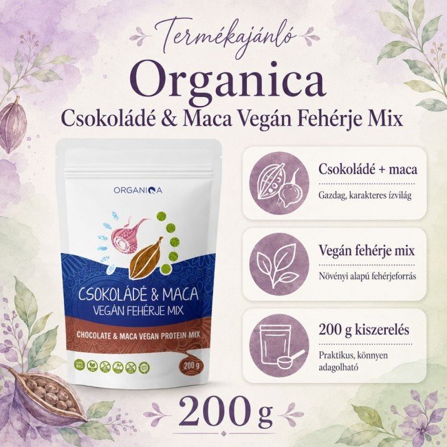 Organiqa 100% bio csokoládé-maca vegán fehérje mix 200g Organiqa 100% bio csokoládé-maca vegán fehérje mix 200g