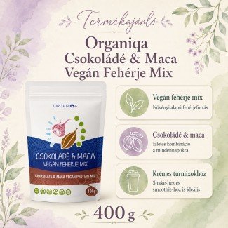 Organiqa 100% bio csokoládé-maca vegán fehérje mix 400g