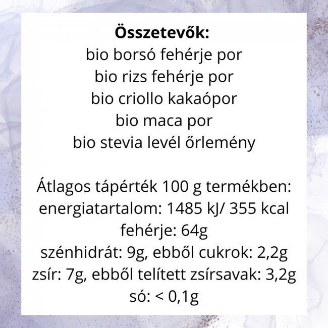 Organiqa 100% bio csokoládé-maca vegán fehérje mix 400g