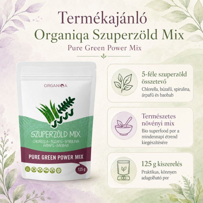 Organiqa bio szuperzöld mix por 125g Organiqa bio szuperzöld mix por 125g