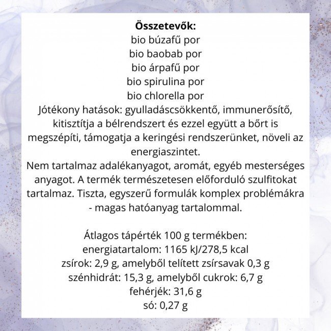 Organiqa bio szuperzöld mix por 125g Organiqa bio szuperzöld mix por 125g