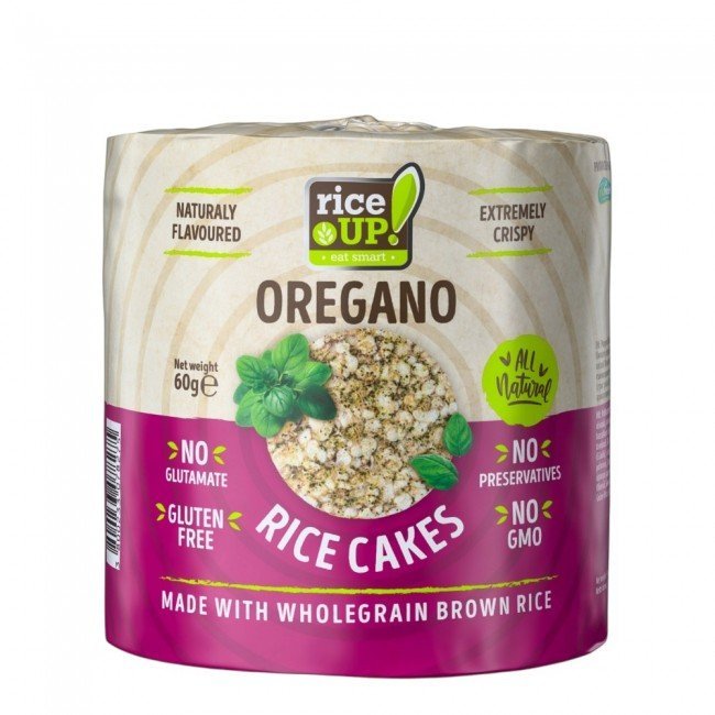 Rice Up Gluténmentes teljes kiőrlésű puffasztott barna rízs szelet oregánóval 60g Rice Up Gluténmentes teljes kiőrlésű puffasztott barna rízs szelet oregánóval 60g