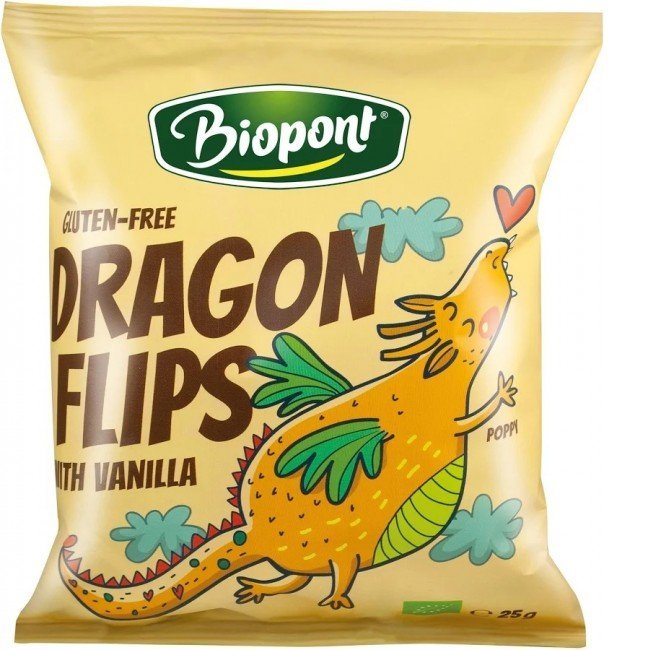 Biopont bio dragon flips kukorica snack valódi vaníliával gyűjtő 7x25g 175g