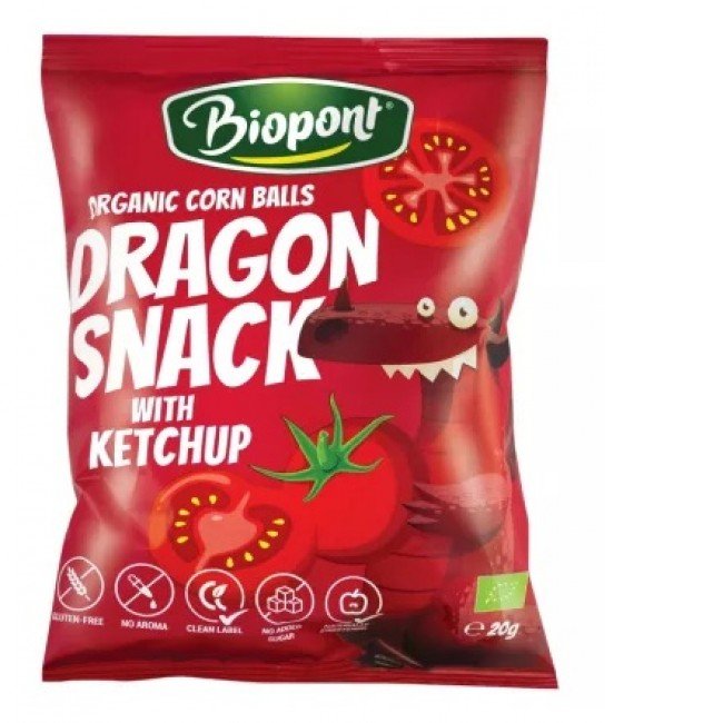 Biopont bio dragon snack, extrudált kukorica ketchupos 20g