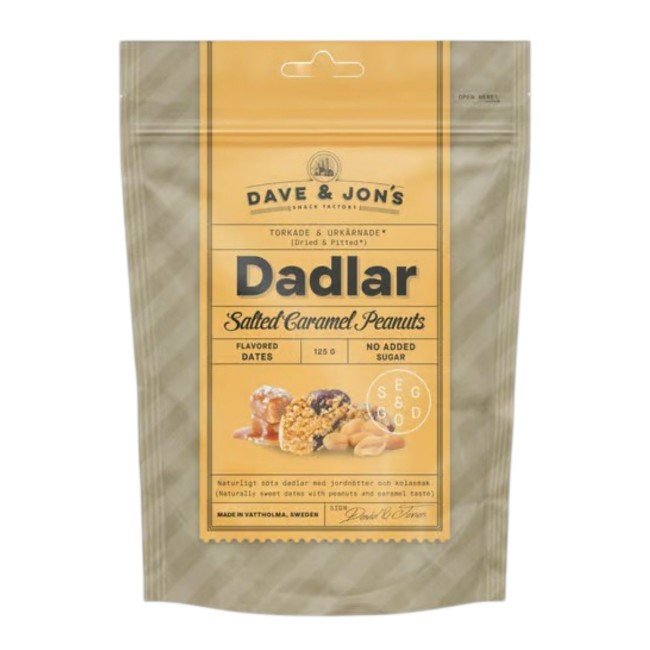 Dave & Jon`s dates salted caramel peanut mag nélküli ízesített datolya sós karamell ízben, hozzáadott cukor nélkül 125 g