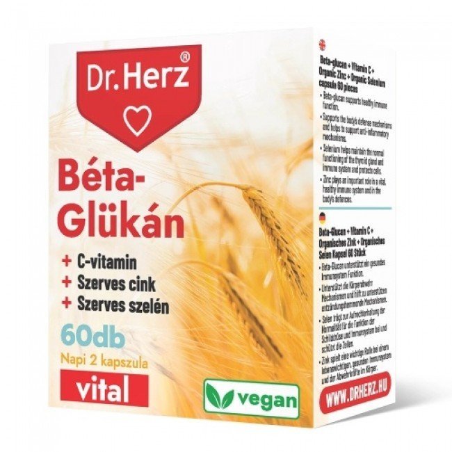 Dr.herz béta-glükán+szerves cink, szelén+c-vitamin vegán kapszula 60db