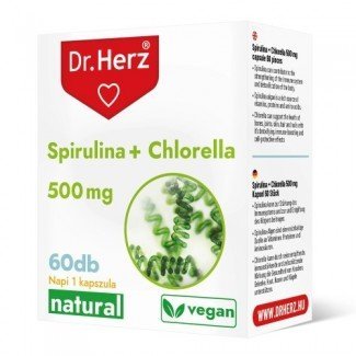 Dr.Herz spirulina + chlorella kapszula 500 mg 60db