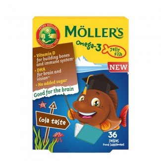 Möllers omega-3 halacska gumivitamin étrend-kiegészítő gyerekeknek d-vitaminnal, cola ízesítéssel 36db