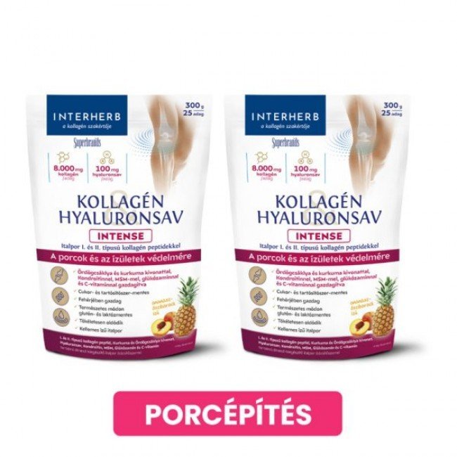 Interherb kollagén & hyaluronsav porcépítő ananász-őszibarack ízű italpor intense 300g Interherb kollagén & hyaluronsav porcépítő ananász-őszibarack ízű italpor intense 300g