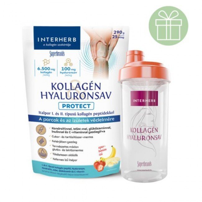 Interherb kollagén & hyaluronsav porcépítő eper-banán ízű italpor protect 290g Interherb kollagén & hyaluronsav porcépítő eper-banán ízű italpor protect 290g