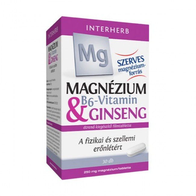 Interherb magnézium 250mg & b6-vitamin & ginseng tabletta 30db Interherb magnézium 250mg & b6-vitamin & ginseng tabletta 30db