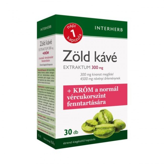 Interherb napi1 zöld kávé extraktum 300 mg 30db Interherb napi1 zöld kávé extraktum 300 mg 30db