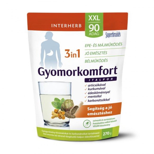 Interherb xxl 90 adag gyomorkomfort 3in1 borsmenta ízű italpor 270g Interherb xxl 90 adag gyomorkomfort 3in1 borsmenta ízű italpor 270g