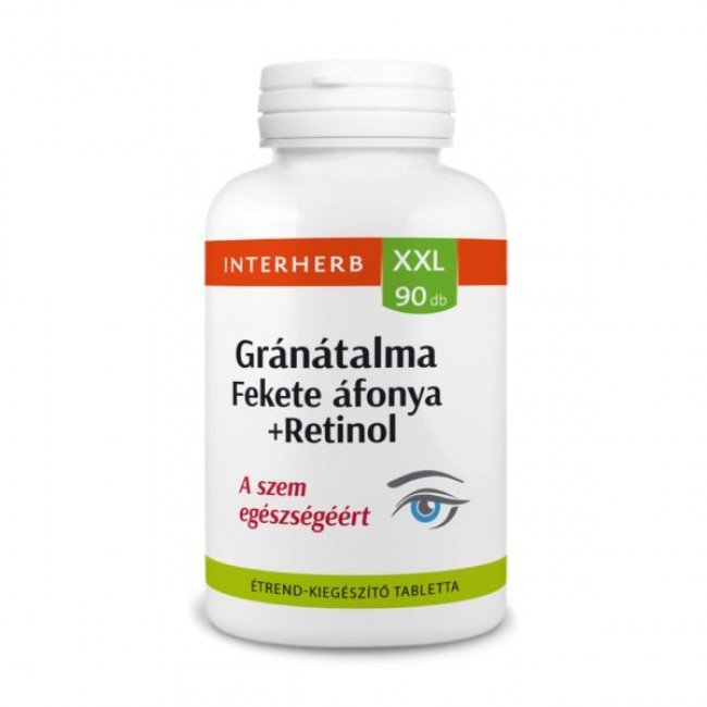 Interherb xxl gránátalma és fekete áfonya+retinol tabletta 90db Interherb xxl gránátalma és fekete áfonya+retinol tabletta 90db