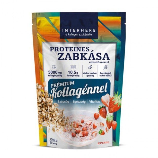 Interherb zabkása proteines eper ízű (prémium kollagénnel) 1000g Interherb zabkása proteines eper ízű (prémium kollagénnel) 1000g
