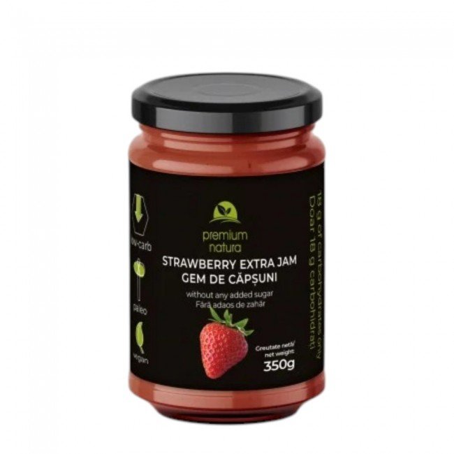 Premium Natura csökkentett energia tartalmú extra dzsem édesítőszerekkel eper 350g