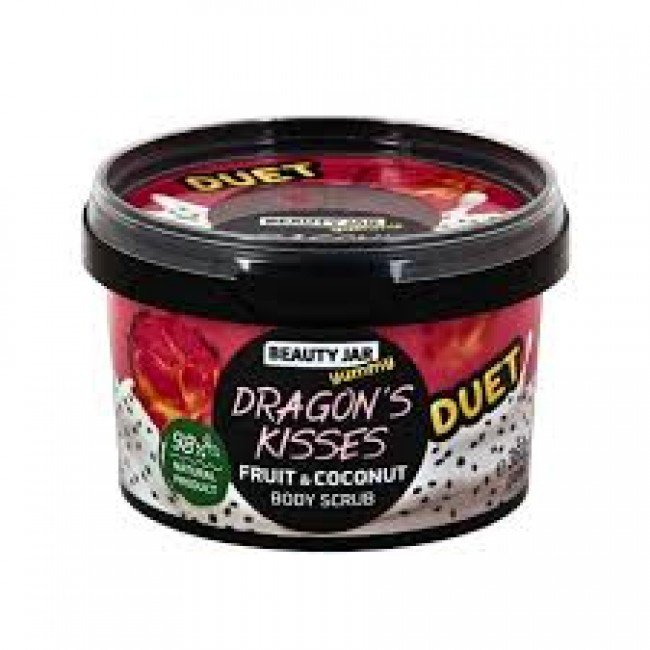 BEAUTY JAR YUMMY DRAGON'S KISSES Sárkánygyümölcs és kókusz illatú Frissítő Testradír 360g