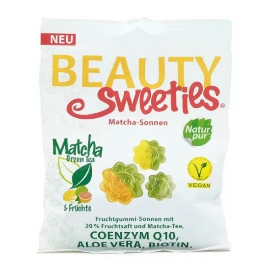 Beauty Sweeties gluténmentes vegán gumicukor matcha napocskák 125g