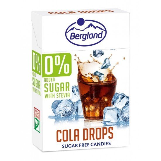 Bergland cola drops cukormentes kóla ízű cukorka 40g