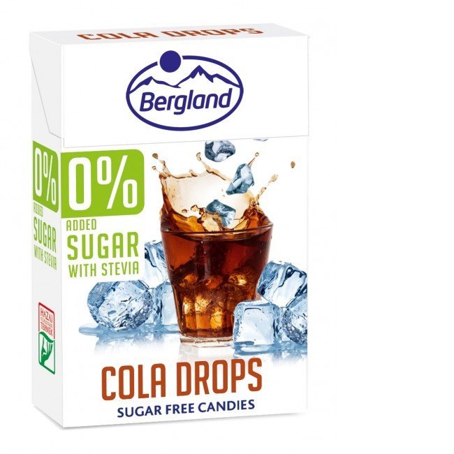 Bergland cola drops cukormentes kóla ízű cukorka 40g
